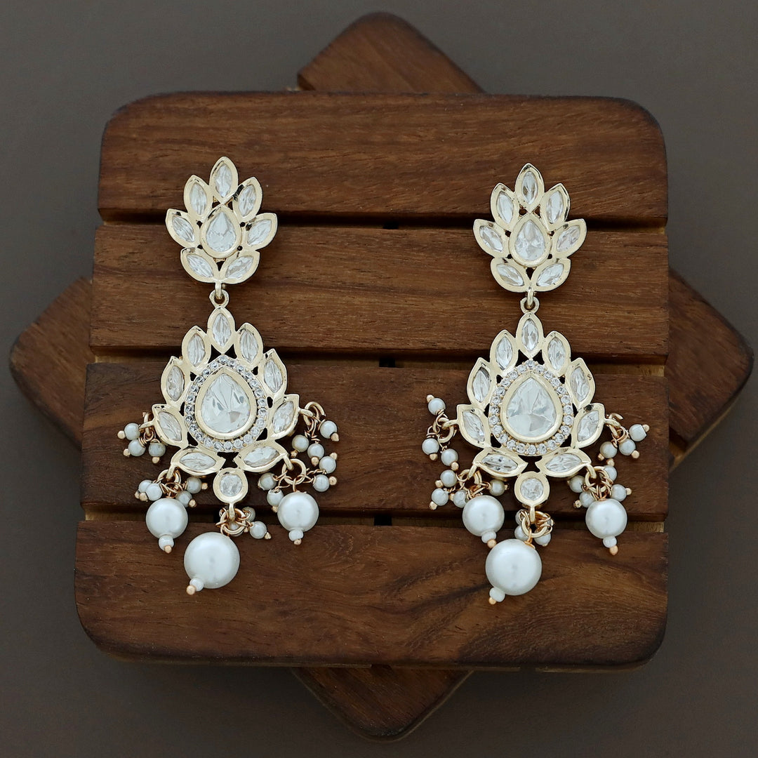 Claret Kundan Pearl Neckpiece With Earring