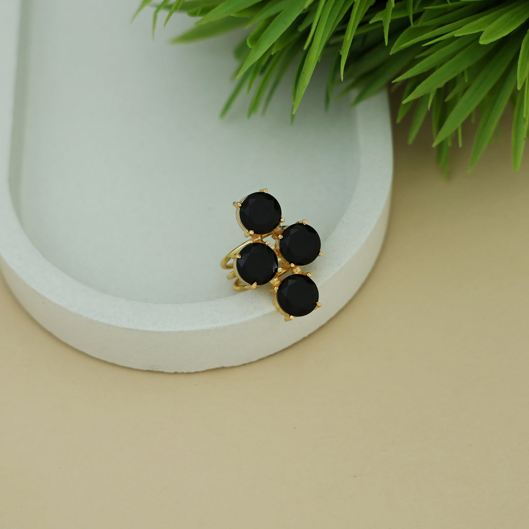 Jules Golden 3 Layer Tetra Glossy Stone Ring