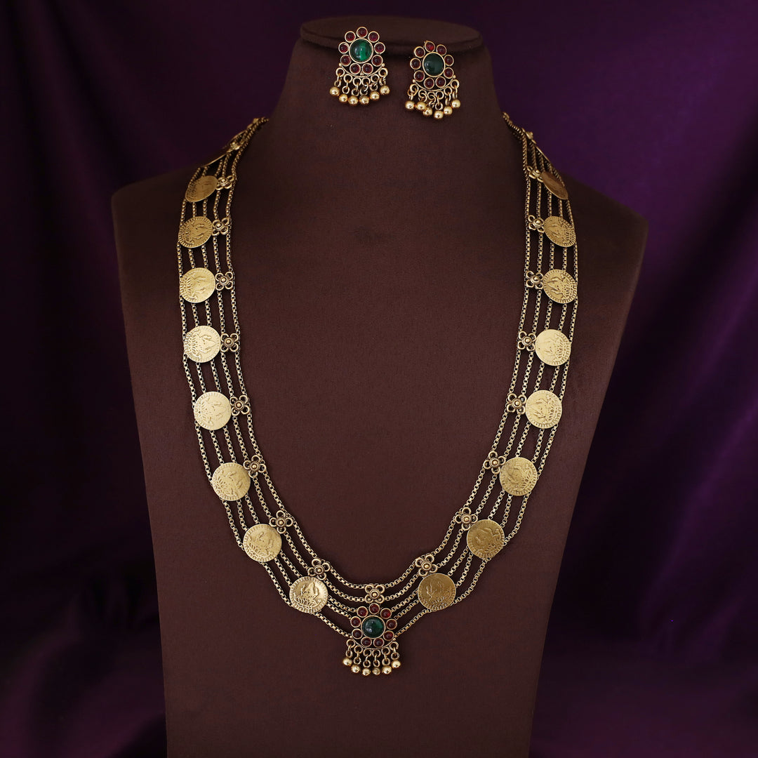 Sanchita Samudra 5 Layer Kashi Floral Long Neckpiece With Earring