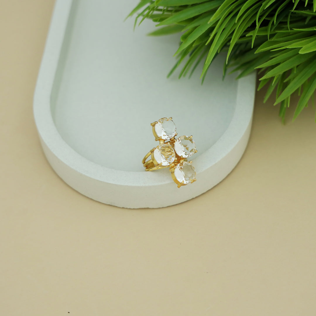 Jules Golden 3 Layer Tetra Glossy Stone Ring