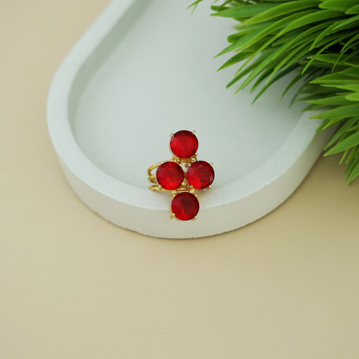 Jules Golden 3 Layer Tetra Glossy Stone Ring