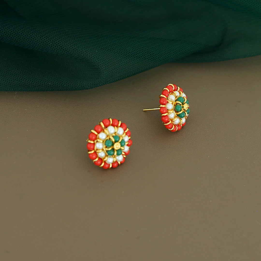 Trinaya Flower Beaded Pearl Earring