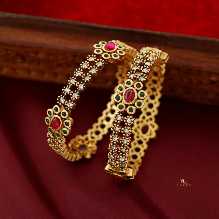 Aadishri Floral Bangle (Set Of 2)