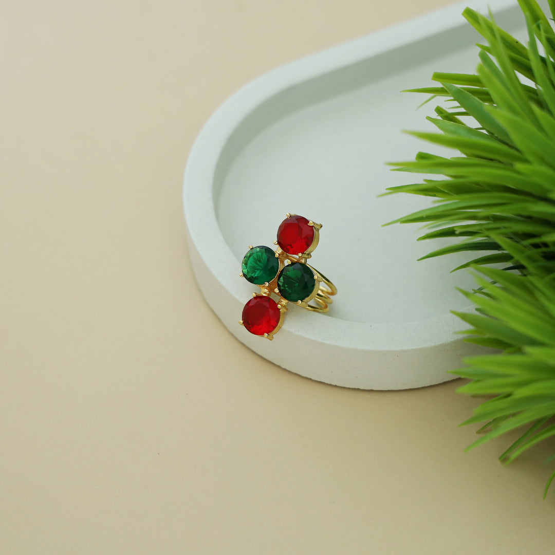 Jules Golden 3 Layer Tetra Glossy Stone Ring