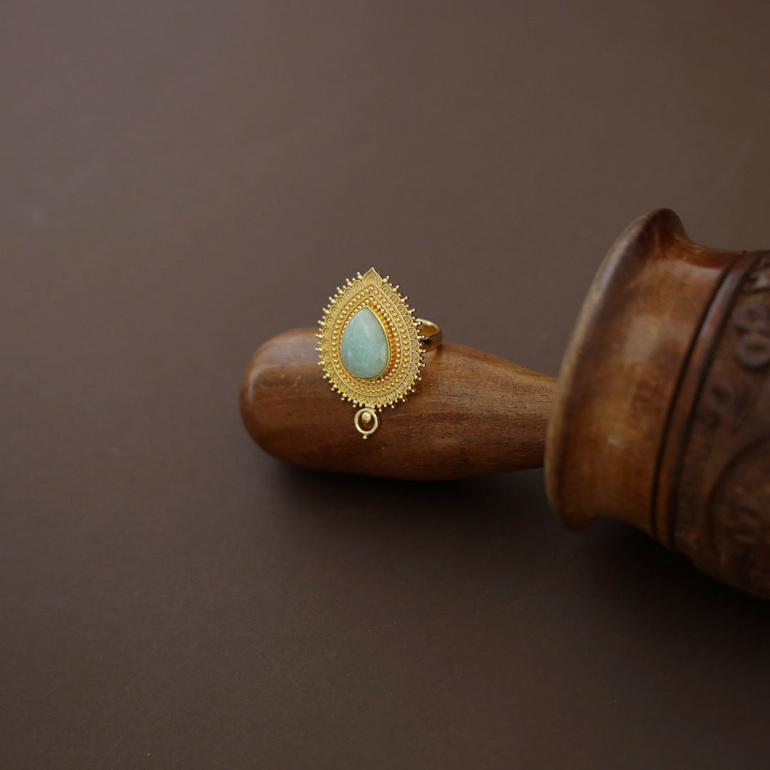 Leila Golden Drop Natural Stone Ring