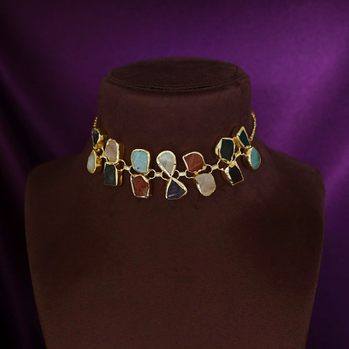 Aura multicolour Raw Stone Choker