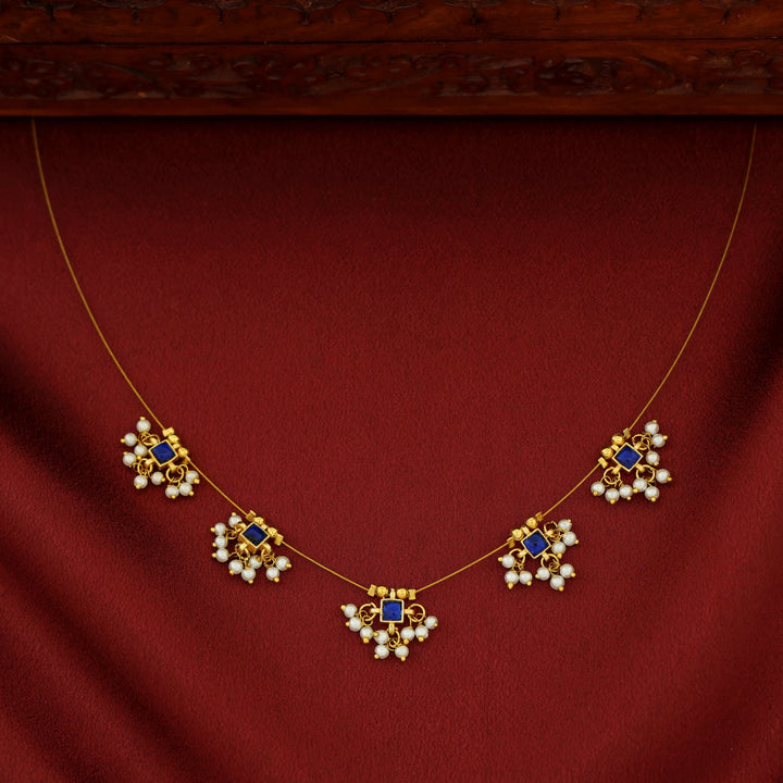 Vihara Mini Square Glossy Stone Pearl String Neckpiece