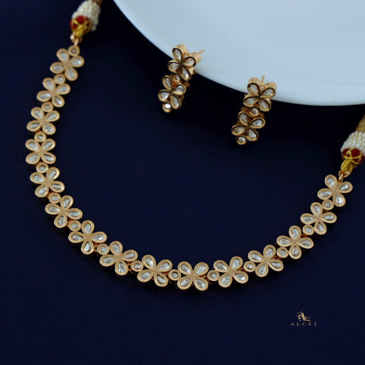 Premium Feora Flower Garden Kundan Neckpiece with Earring