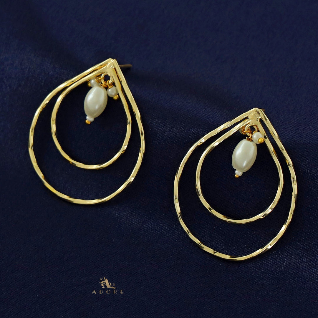 Naira Golden Dual Drop Pearl Earring