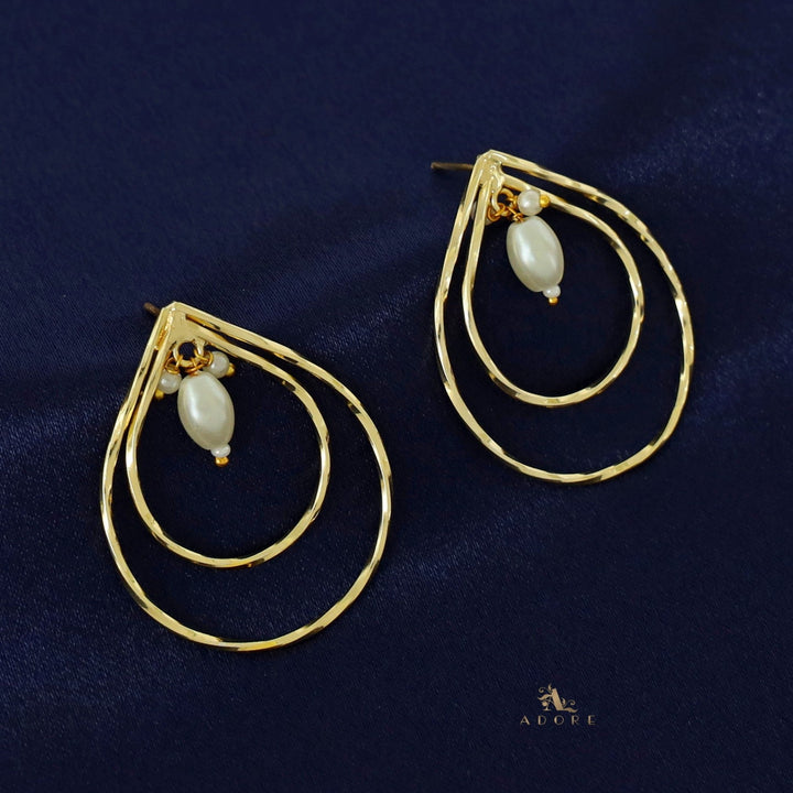 Naira Golden Dual Drop Pearl Earring