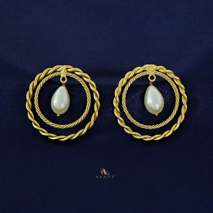 Lyrea Golden Dual Round Twisted Earring