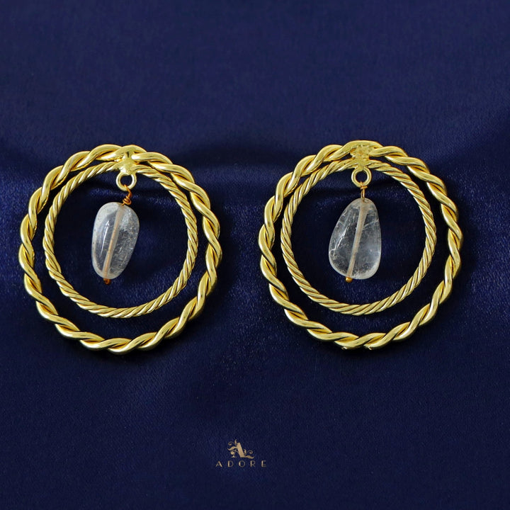 Lyrea Golden Dual Round Twisted Earring