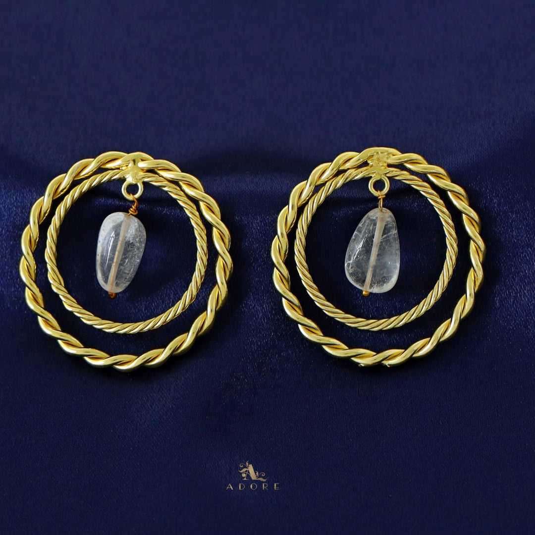 Lyrea Golden Dual Round Twisted Earring