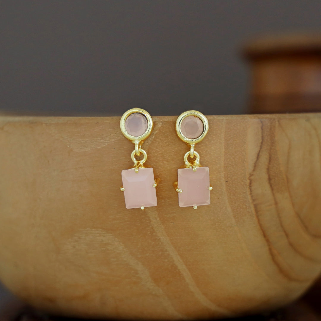 Lydia Glossy Circle Claw Rectangle Earring