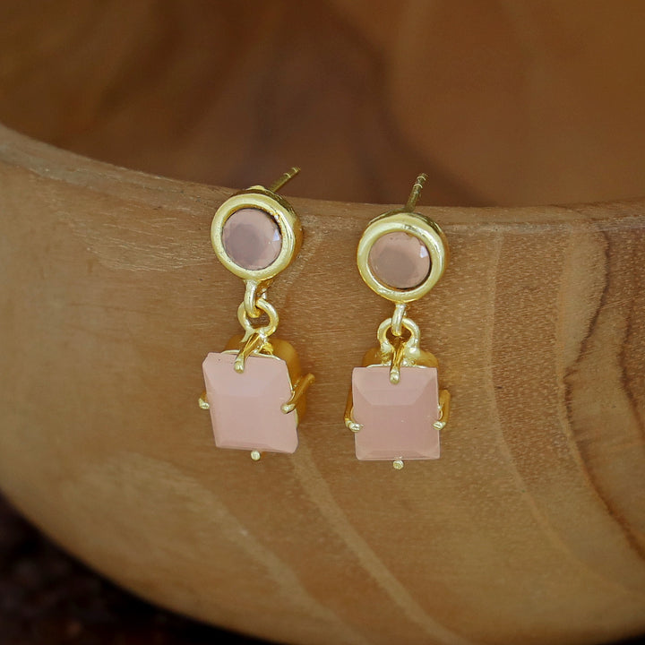 Lydia Glossy Circle Claw Rectangle Earring