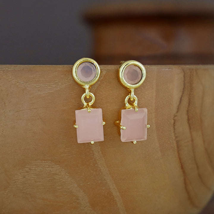 Lydia Glossy Circle Claw Rectangle Earring