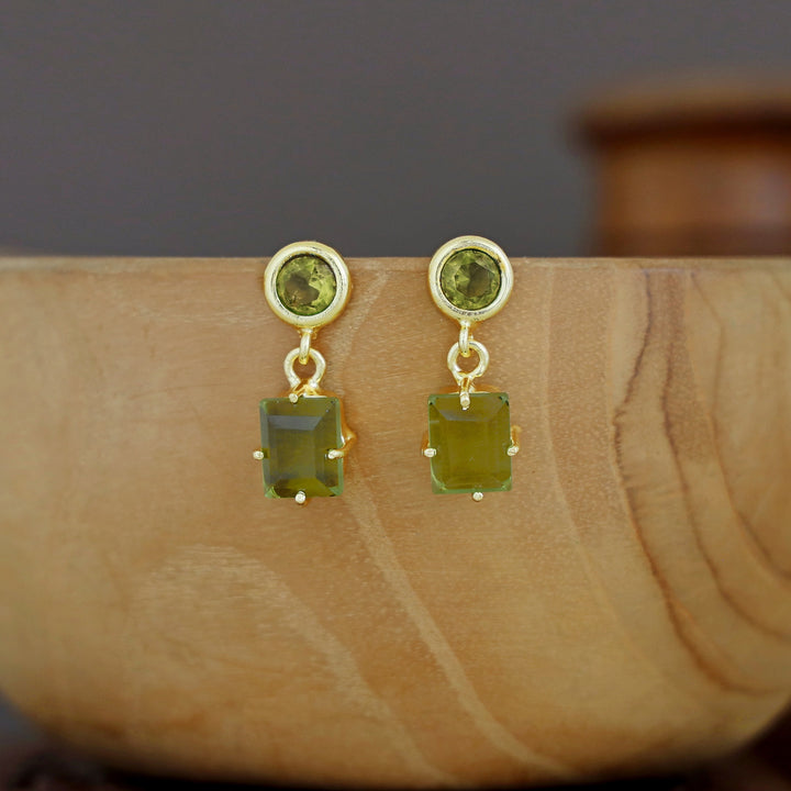 Lydia Glossy Circle Claw Rectangle Earring