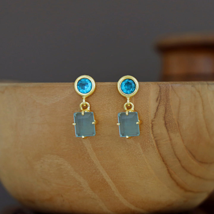 Lydia Glossy Circle Claw Rectangle Earring