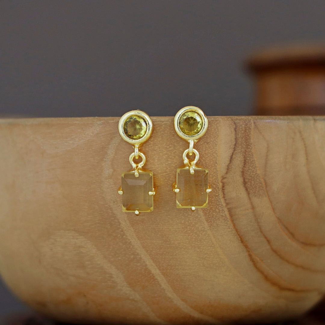 Lydia Glossy Circle Claw Rectangle Earring