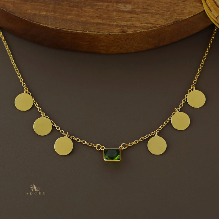 Golden Coins And Square Glossy Neckpiece