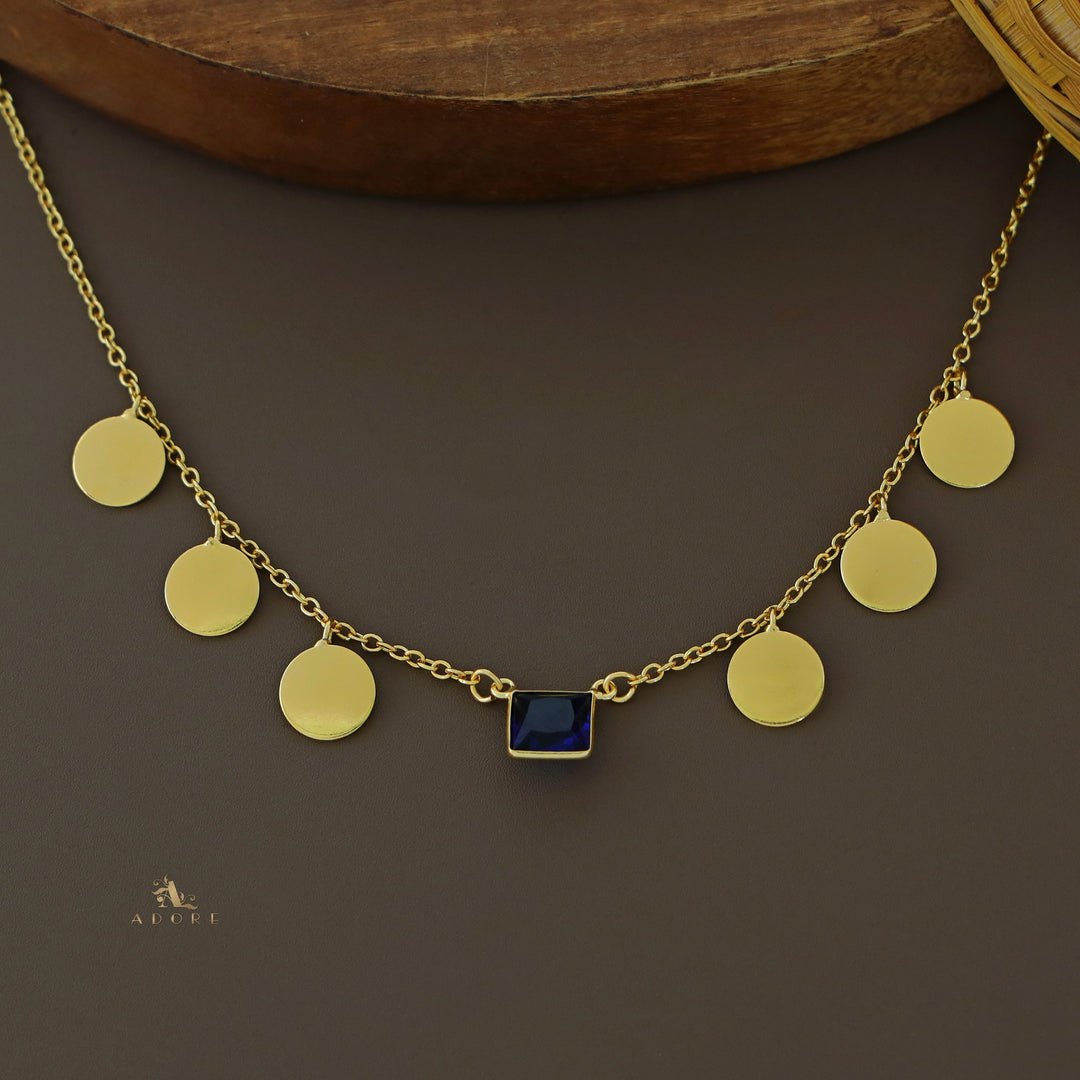 Golden Coins And Square Glossy Neckpiece