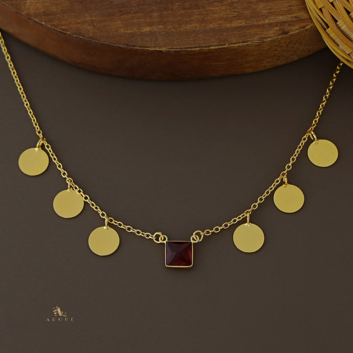 Golden Coins And Square Glossy Neckpiece
