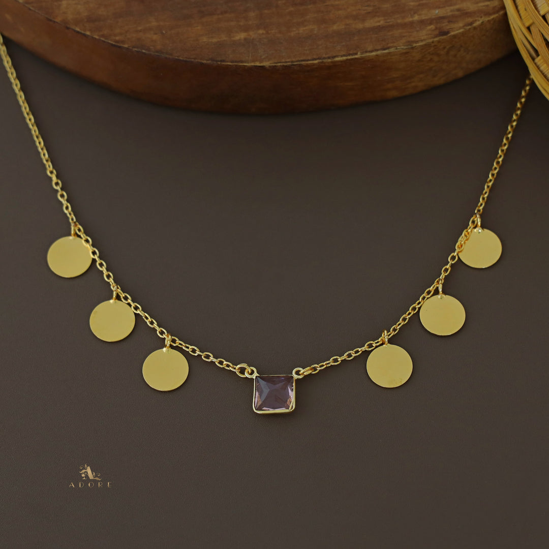 Golden Coins And Square Glossy Neckpiece