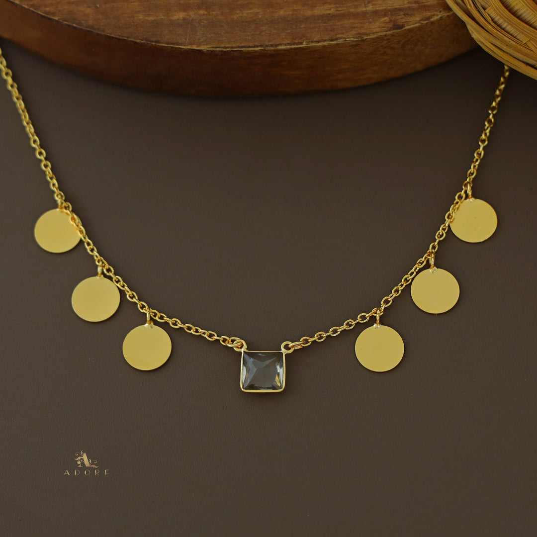 Golden Coins And Square Glossy Neckpiece