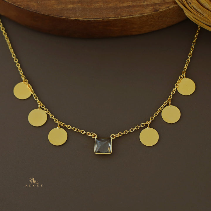 Golden Coins And Square Glossy Neckpiece