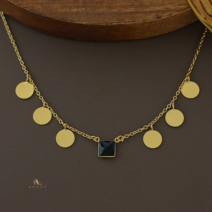 Golden Coins And Square Glossy Neckpiece