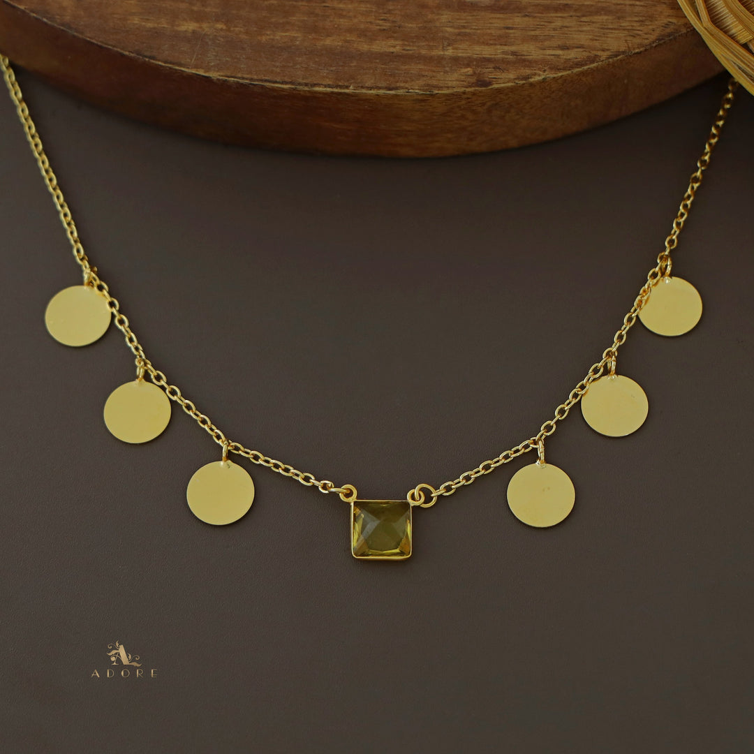 Golden Coins And Square Glossy Neckpiece