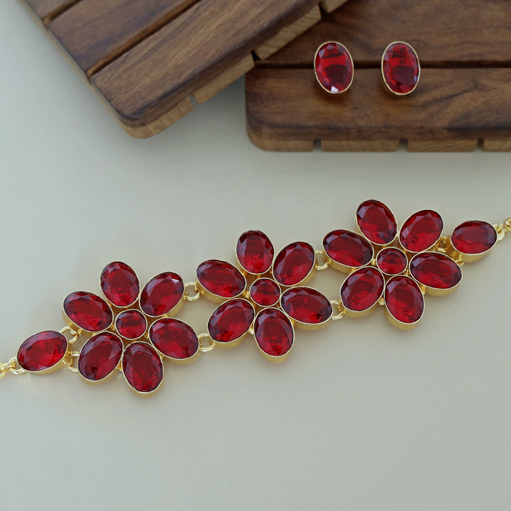 Kirsten Glossy Flower Choker With Stud