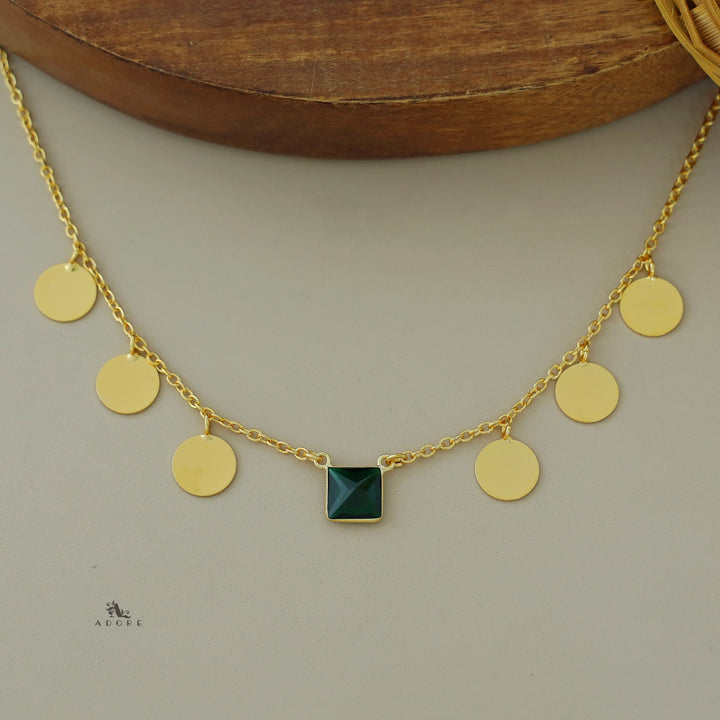 Golden Coins And Square Glossy Neckpiece