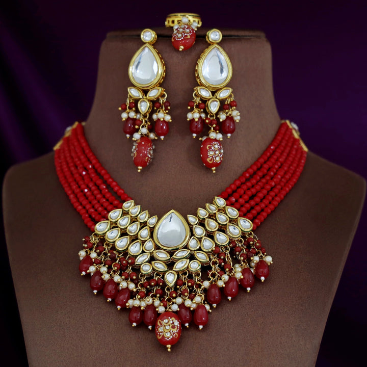 Rudie Kundan Neckpiece With Earring + Tikka