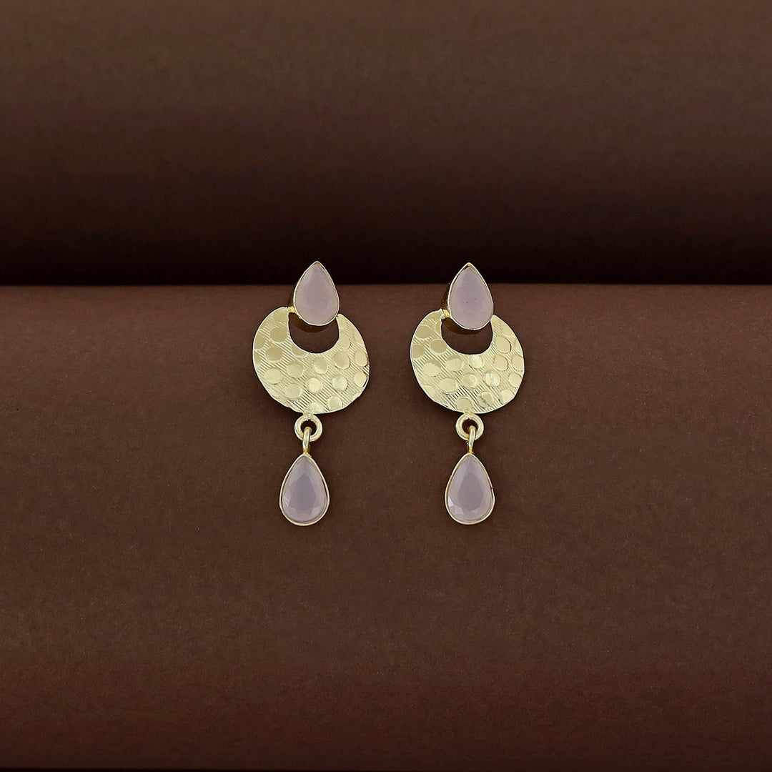 Golden Textured Half Moon Tear Drop Earring
