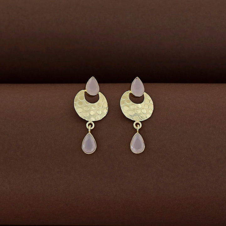 Golden Textured Half Moon Tear Drop Earring