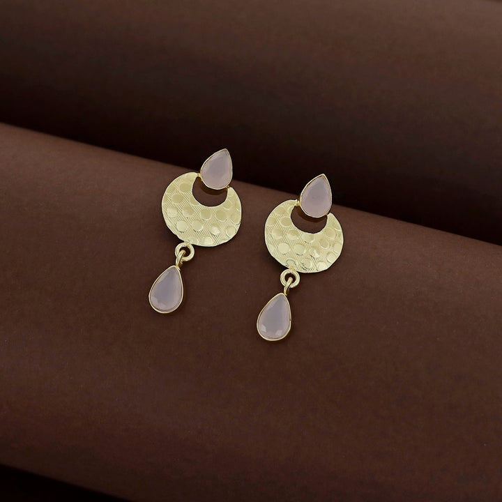 Golden Textured Half Moon Tear Drop Earring