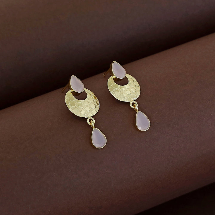 Golden Textured Half Moon Tear Drop Earring