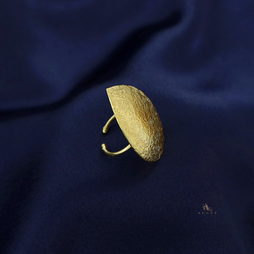 Giant Golden Textured Dew Drop Ring