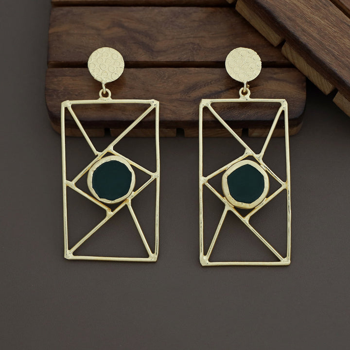 Bubble Round Raw Stone Window Earring