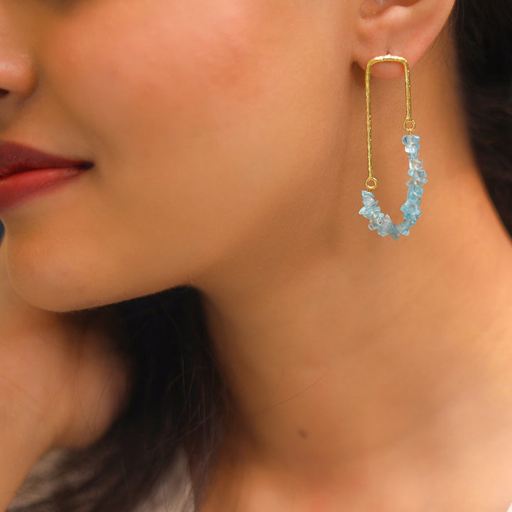 Tamsin Golden Textured Raw Stone Earring