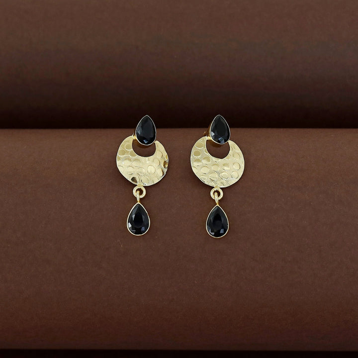 Golden Textured Half Moon Tear Drop Earring