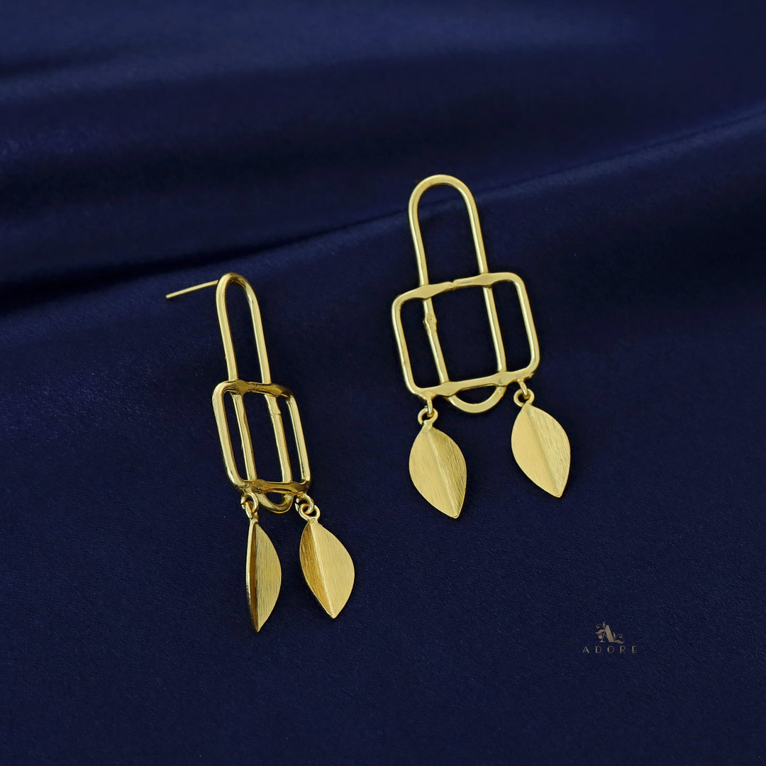 Golden Rectangle Dual Fold Leaf Earring