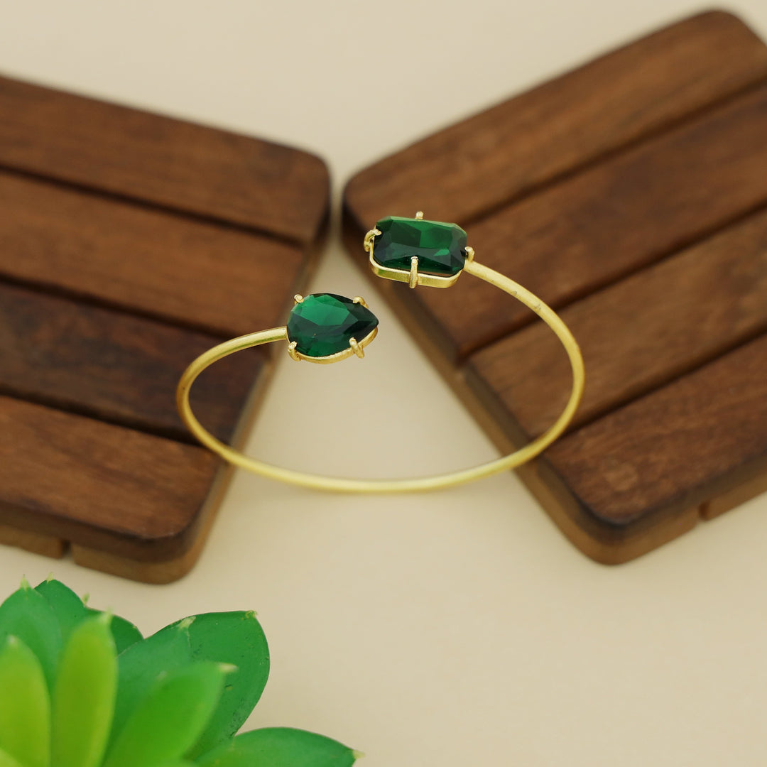 Isla Golden Claw Rectangle Drop Glossy Stone Bangle