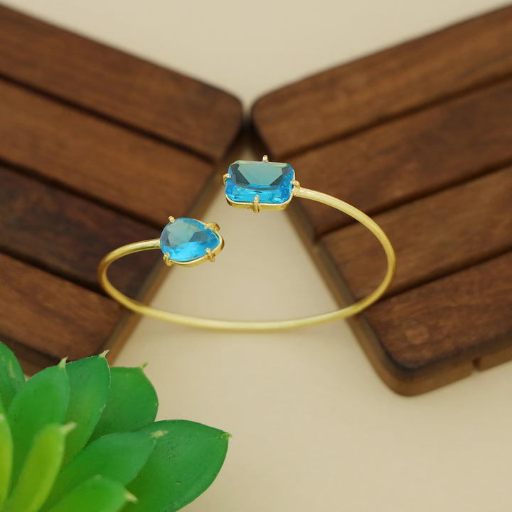 Isla Golden Claw Rectangle Drop Glossy Stone Bangle