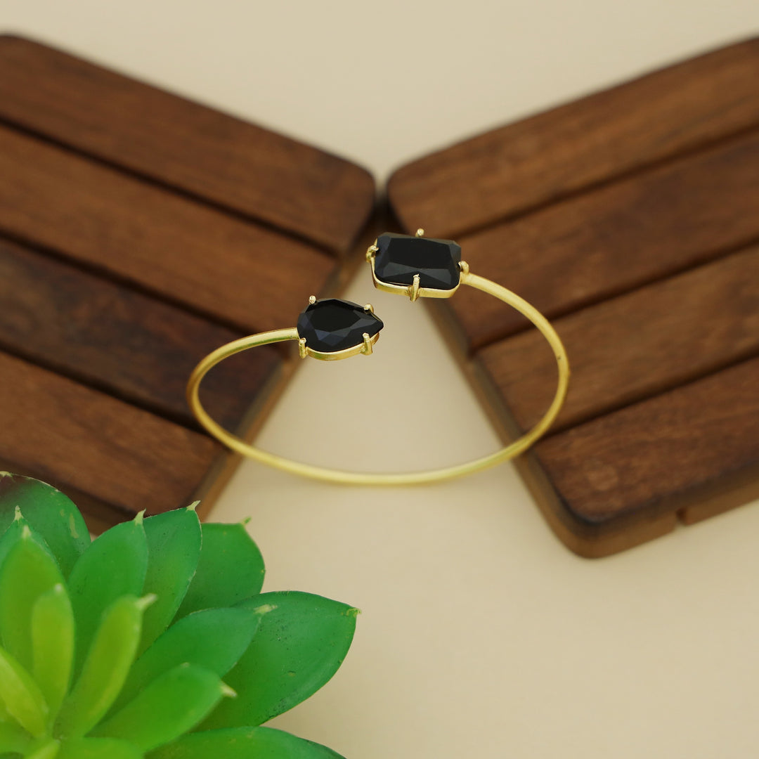 Isla Golden Claw Rectangle Drop Glossy Stone Bangle