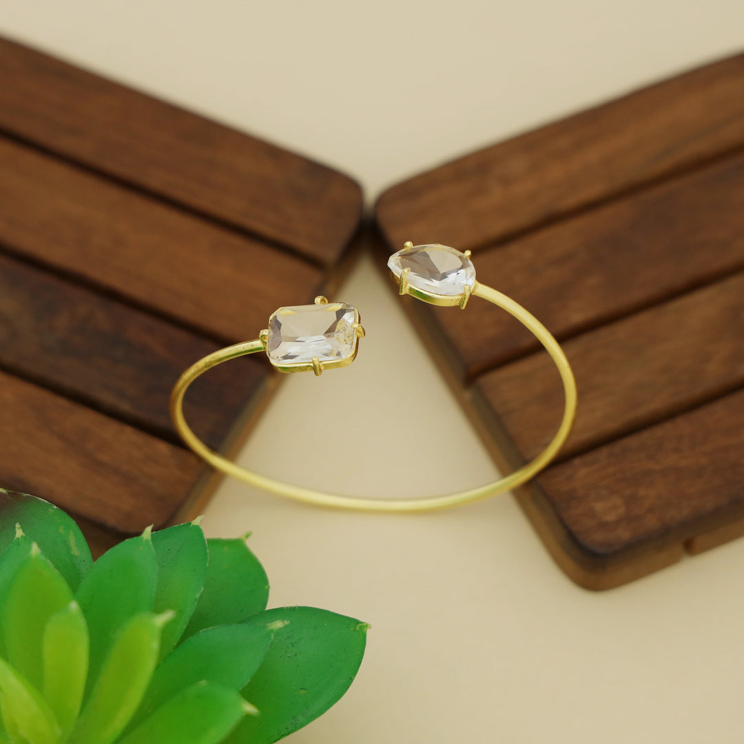 Isla Golden Claw Rectangle Drop Glossy Stone Bangle