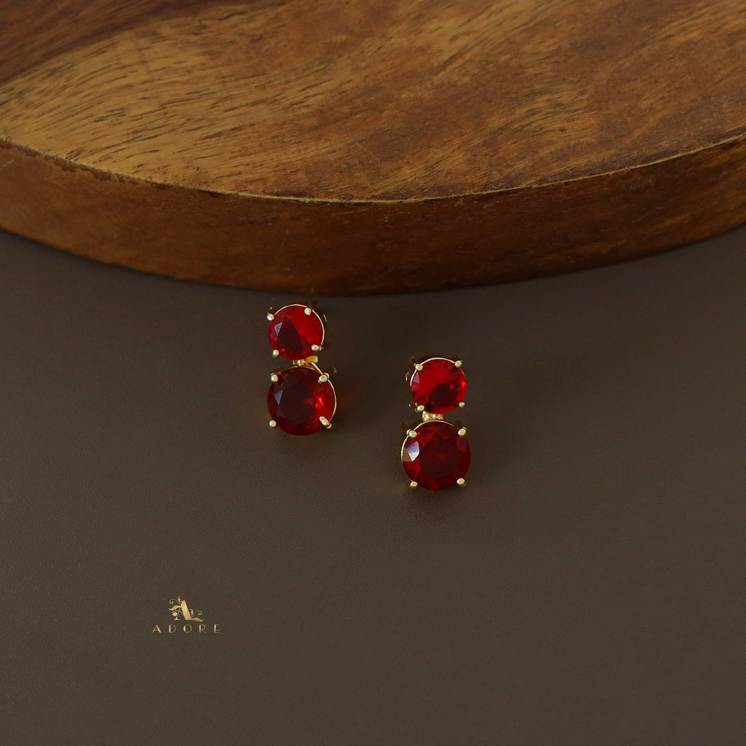 Penta Glossy Golden Neckpiece with Earring