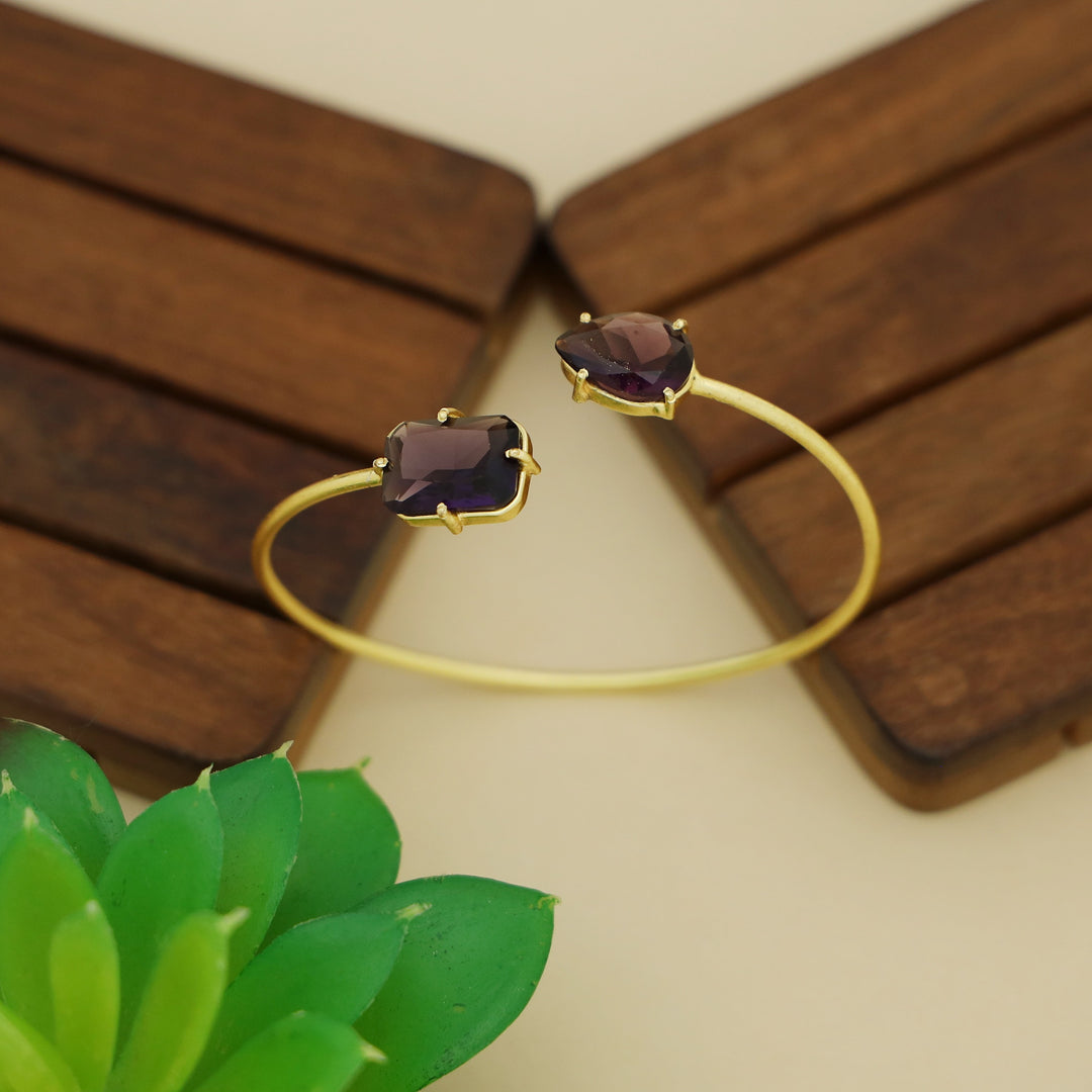 Isla Golden Claw Rectangle Drop Glossy Stone Bangle