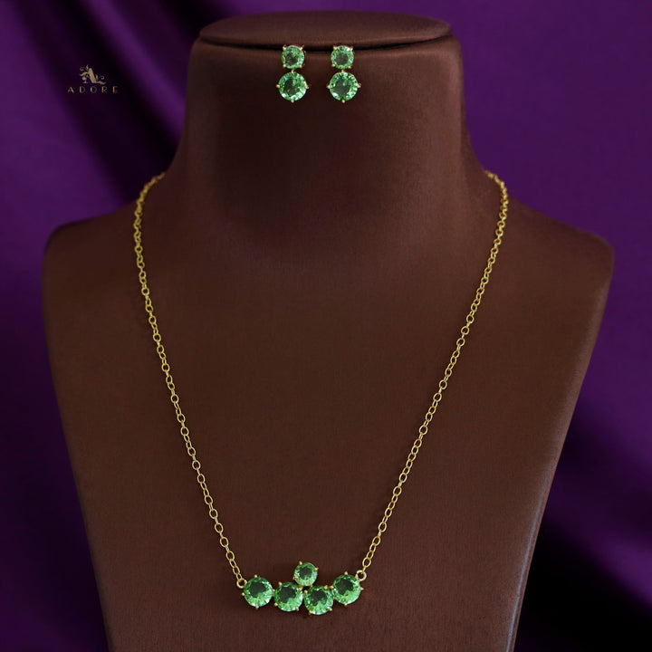 Penta Glossy Golden Neckpiece with Earring